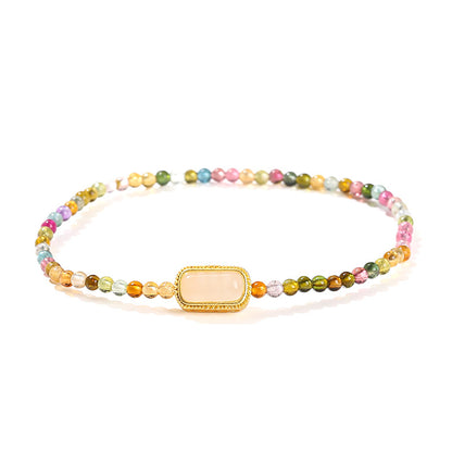 8A Natural Ice Transparent Rainbow Tourmaline Bracelet