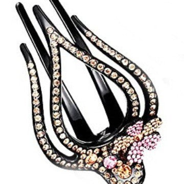 Korean Three-Tooth Duckbill Hair Clip with Rhinestones