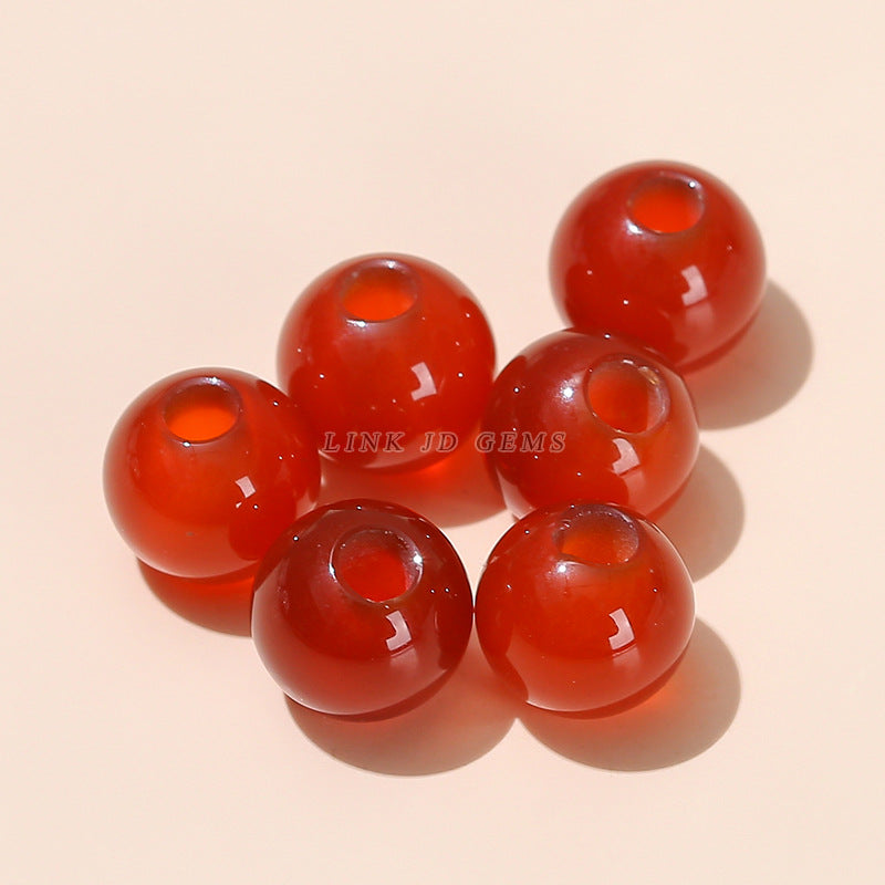 Agate round beads large hole beads