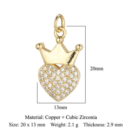 Crown peach heart colorful love copper zircon pendant