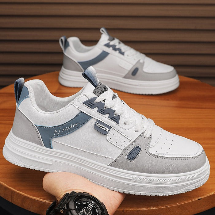 Korean-Style Breathable Thick-Soled White Sneakers