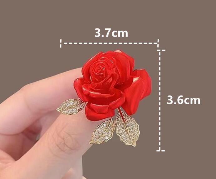 Red Rose Temperament Brooch