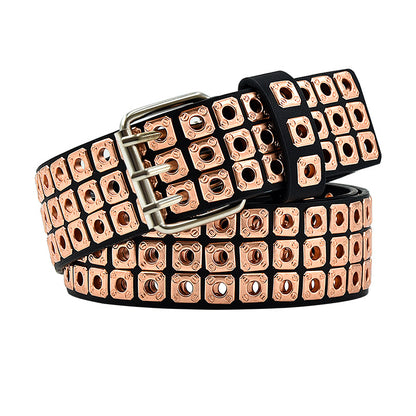 Three rows of holes wide belt fashion pin buckle