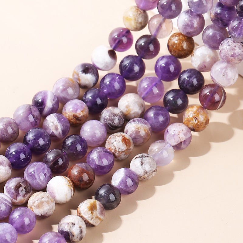 Flower amethyst loose beads, amethyst round beads