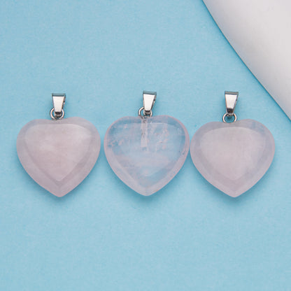 Natural stone peach heart shaped crystal agate pendant