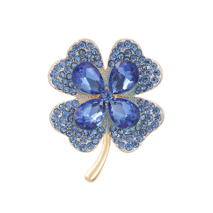 Four Leaf Clover Brooch Crystal Glass