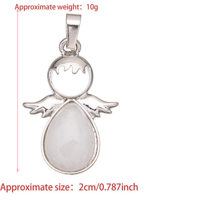 Crystal Angel Wings Water Drop Oval Crystal Pendant