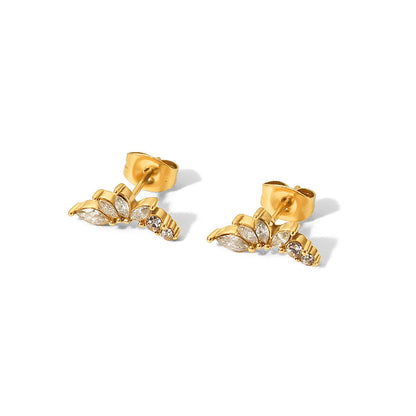 18K Gold Flower Zircon Earrings