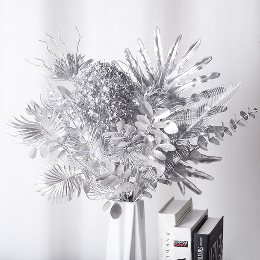 Silver flower arrangement artificial flowers