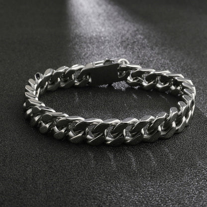 Cuban chain bracelet 11mm encrypted four-sided ground stainless steel