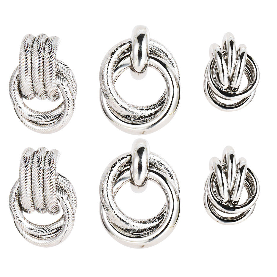 Geometric twist earrings set of 3 pairs