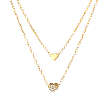 Small Chanel style double-layer heart necklace