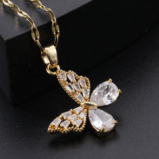 Hollow butterfly pendant necklace