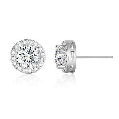 Copper inlaid 5A zircon star stud earrings female