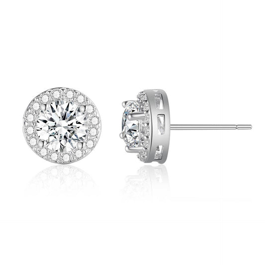 Copper inlaid 5A zircon star stud earrings female