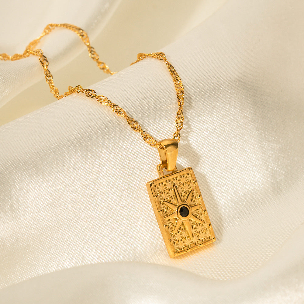 Double-sided square pendant necklace