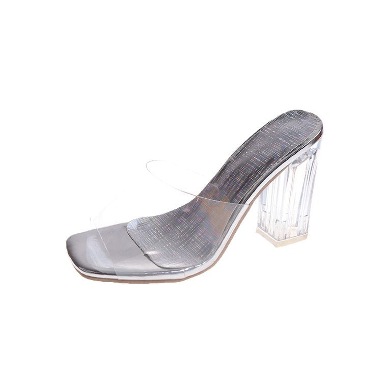 Transparent heel sandals woman