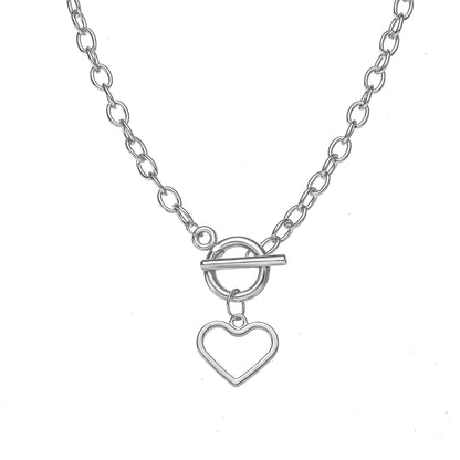 OT Clasp Hollow Heart Pendant Necklace