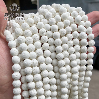 White volcanic stone loose beads