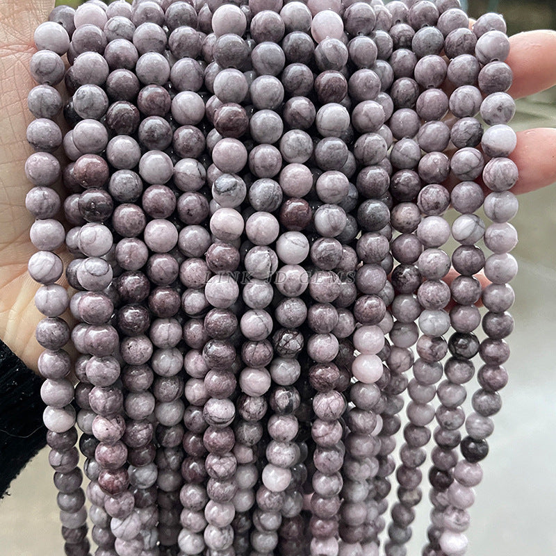 Natural purple wood grain stone beads