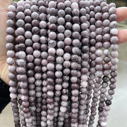 Natural purple wood grain stone beads