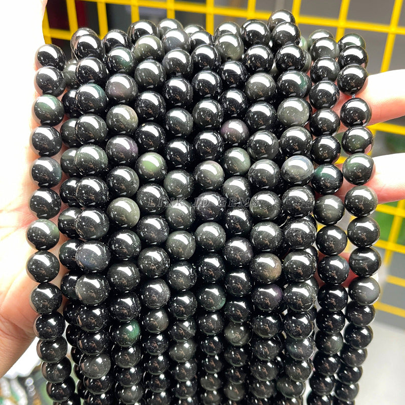 Natural Obsidian Round Beads Rainbow Eye Obsidian