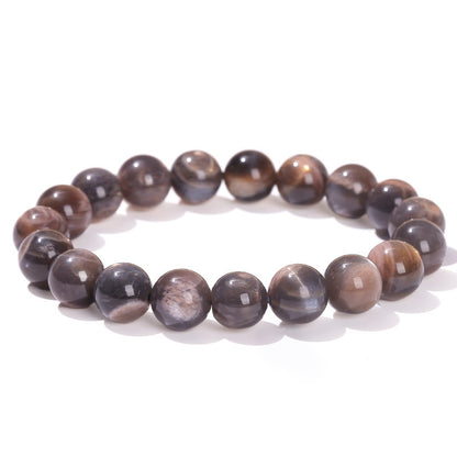 Natural dark black backbone sunstone bracelet