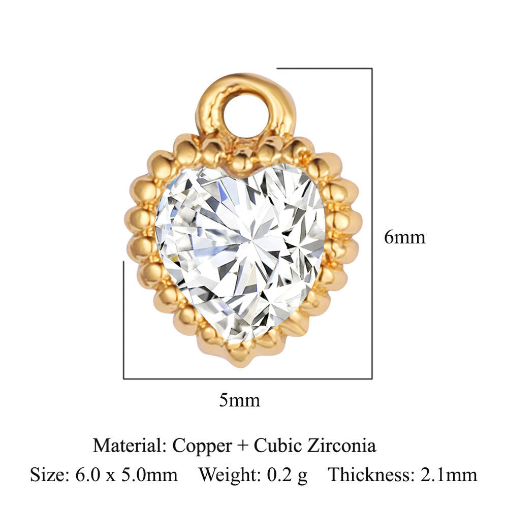 Color zircon peach heart copper zircon pendant.