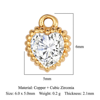 Color zircon peach heart copper zircon pendant.