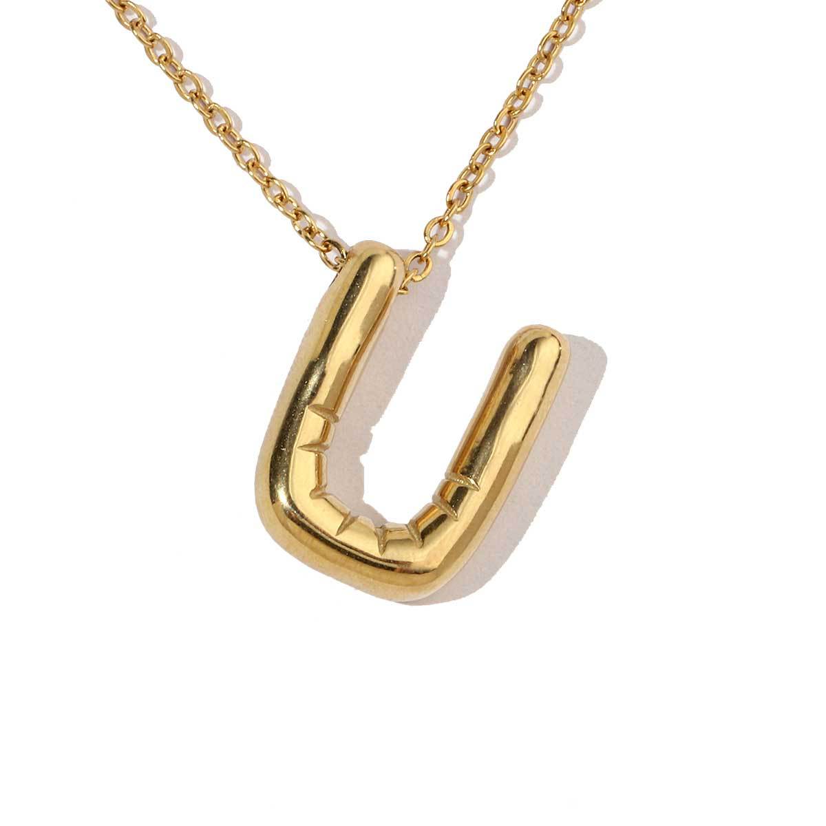 18k real gold titanium steel bubble letter pendant