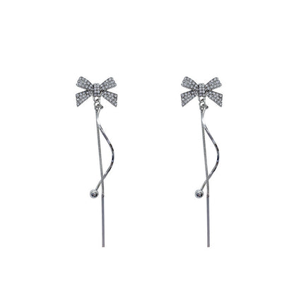 French bow long fringed earrings