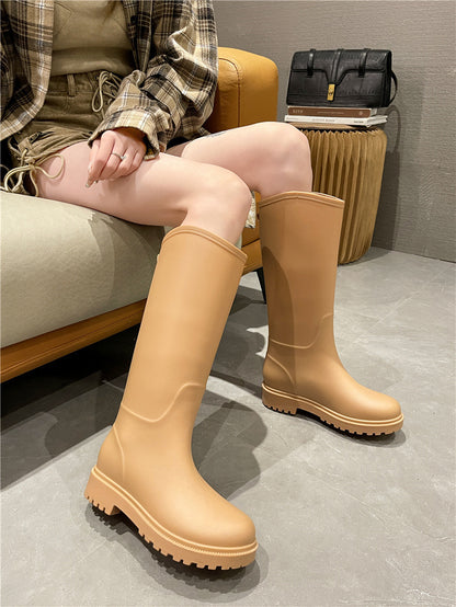 High rain boots for women with warm thick soles