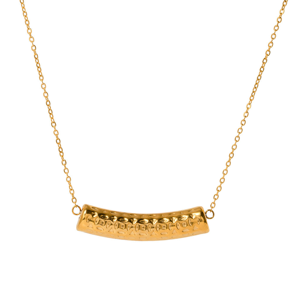 Textured hollow tube pendant necklace