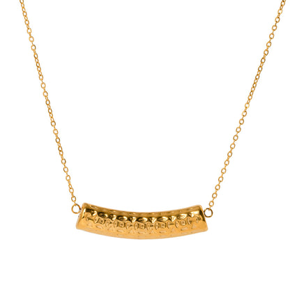 Textured hollow tube pendant necklace