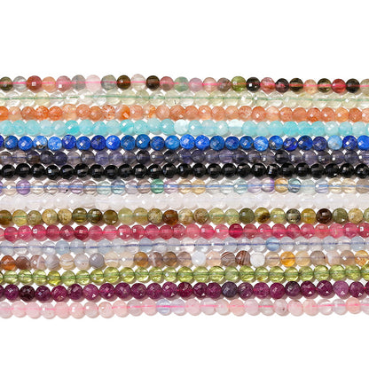 4Mm natural stone crystal cut round cake loose beads