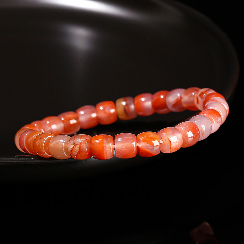 Natural Nanhong agate straight-cut tablet bracelet