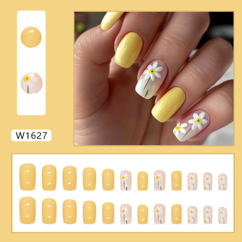 Yellow Floral Spring/Summer Detachable Fake Nails