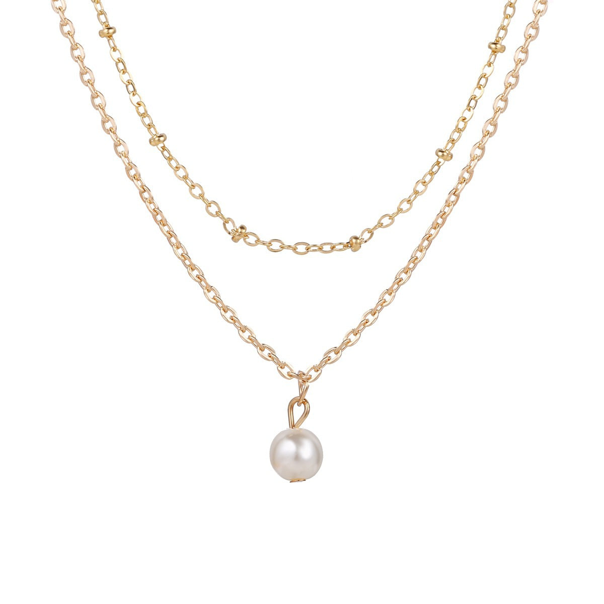 Fashionable double pearl necklace