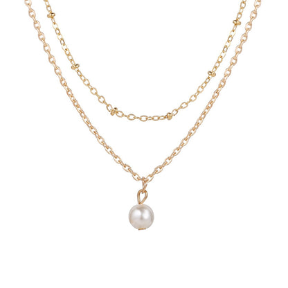 Fashionable double pearl necklace