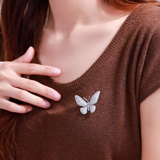 Vintage Micro-studded Zirconium Butterfly Brooch