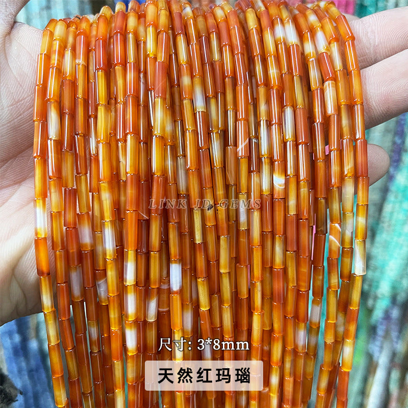 3 * 6Mm agate round tube loose beads