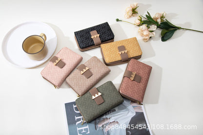 Letter buckle folding change card bag