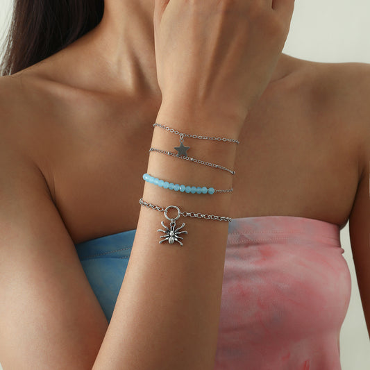 Imitation crystal beaded star bracelet