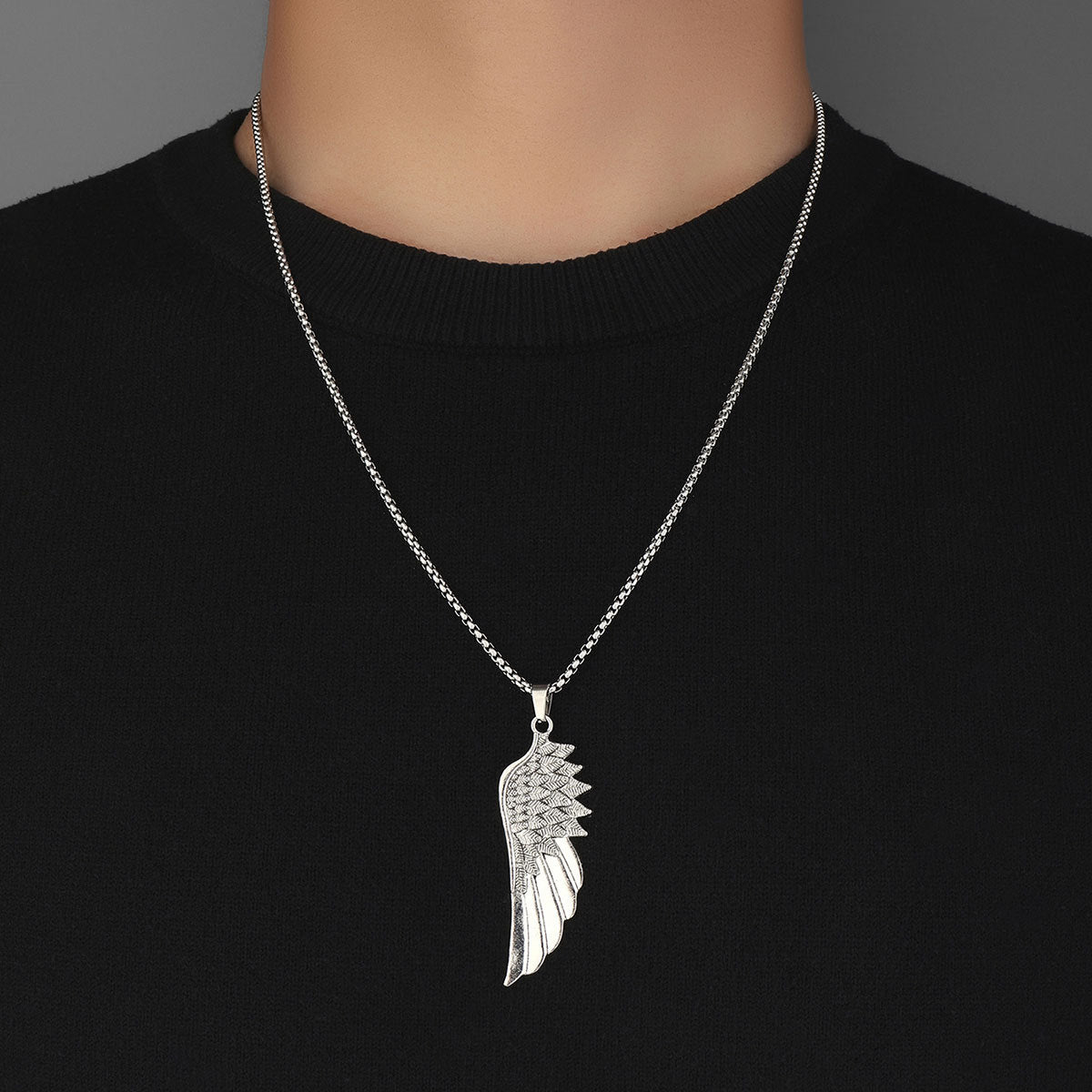 Hip Hop Wind Star Titanium Steel Pendant Wing Necklace