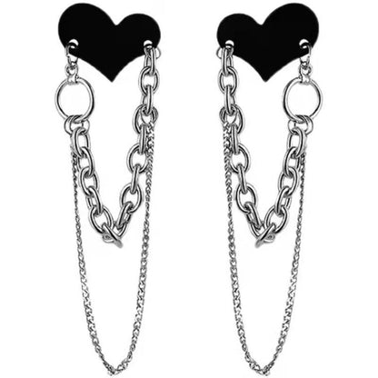 New black love double chain earrings,