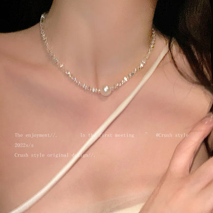 Temperament pearl clavicle necklace