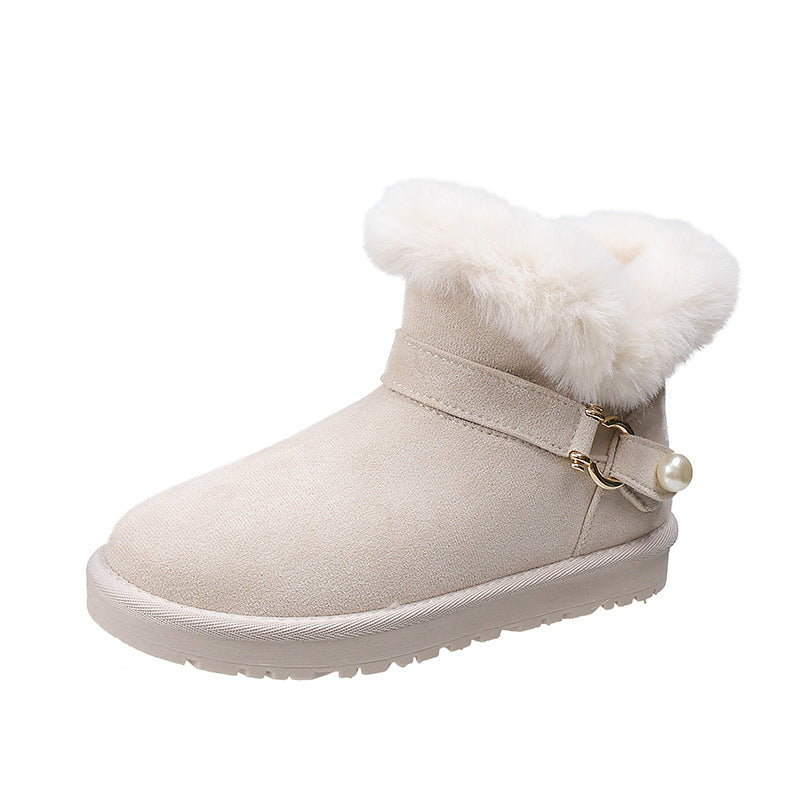 women's fur and velvet snow boots