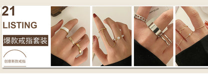 7-piece cross heart ring set