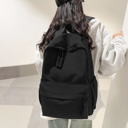 Solid color backpack student large capacity school bag