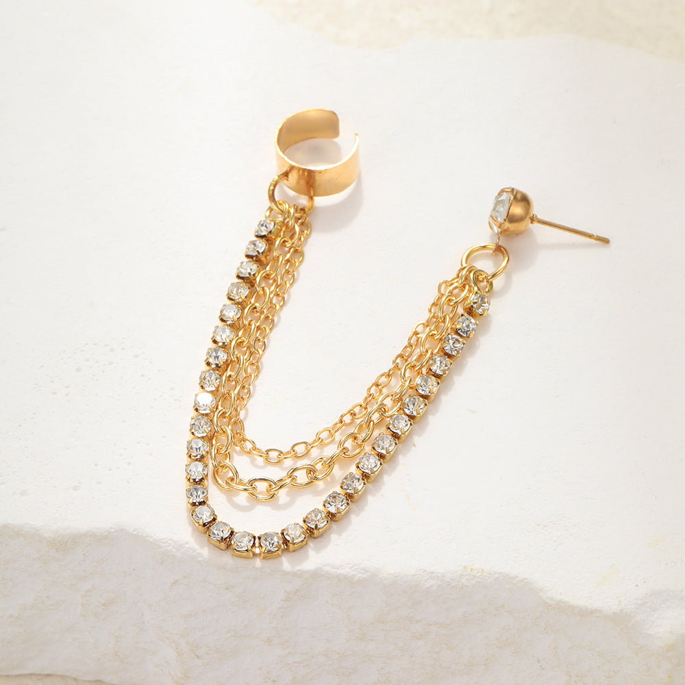 Rhinestone Chain Earrings Ear Clip Wholesale